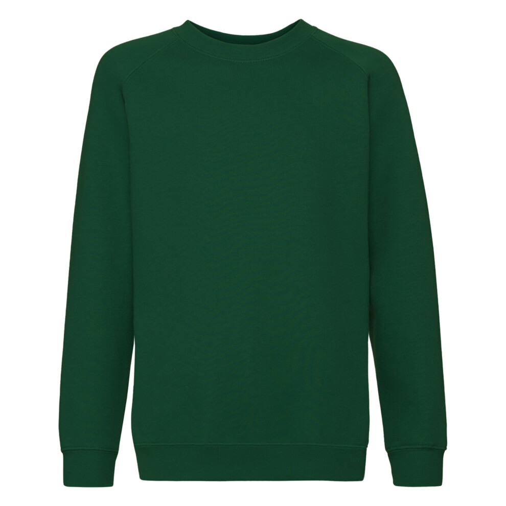 (14-15, Bottle Green) Fruit Of The Loom Childrens/Kids Unisex Raglan Sleeve Sweatshirt