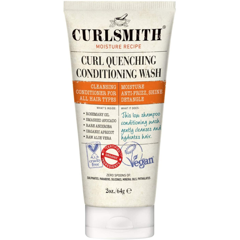 Curlsmith - Curl Quenching Conditioning Wash - Vegan Cowash 2 in 1 Conditioner and Shampoo for Wavy, Curly and Coily Hair (64g)