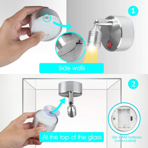 LED Spotlight Wireless Battery Powered LED Wall Light Warm White Light,Closet Light with Rotatable 2