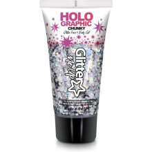 Chunky cosmetic glitter gels 50ml for face, body & hair from PaintGlow (Vegan) (Intergalactic)