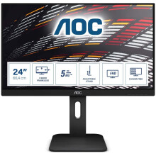 AOC 24P1 - 24 Inch FHD Monitor, 60Hz, 5ms, IPS, Speakers, Height Adjust, USB Hub, Flicker Free (1920x1080 @ 60Hz, 5ms, IPS, 250cd/m²,