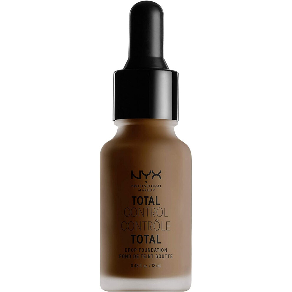 NYX Professional Makeup Total Control Drop Foundation, Precise Dosage, Buildable Coverage, Long Lasting, Vegan Formula, Matte Finish, Shade: Deep