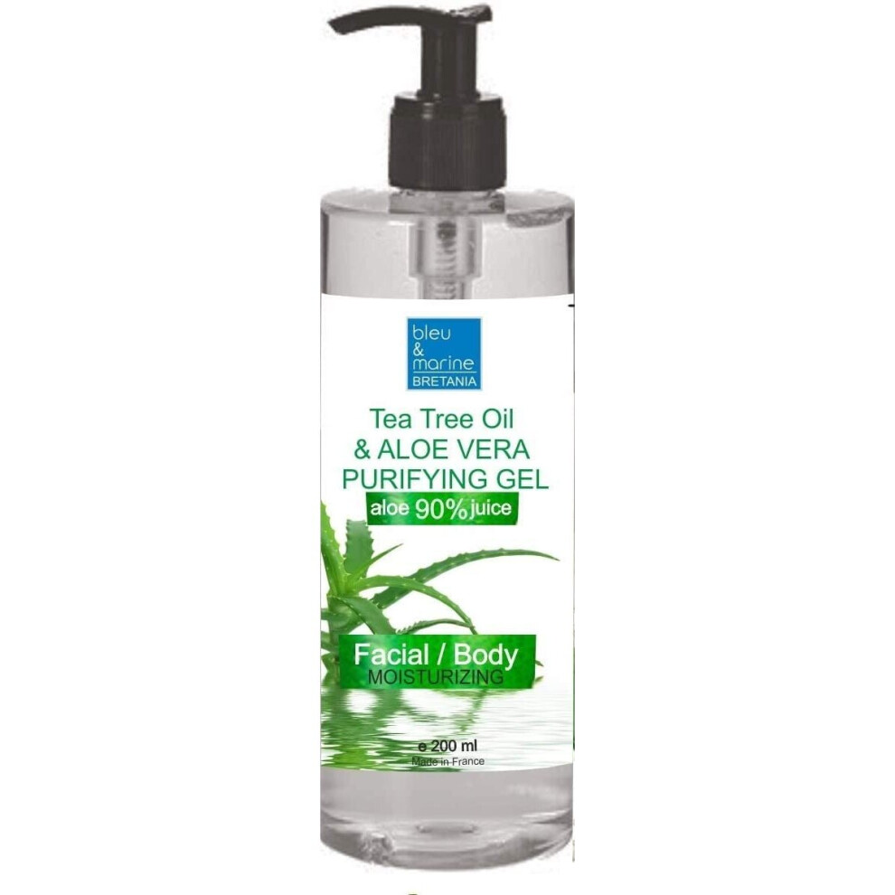 100% Natural Aloe Vera Gel with Tea Tree Essential Oil - Pump Bottle 200 ml