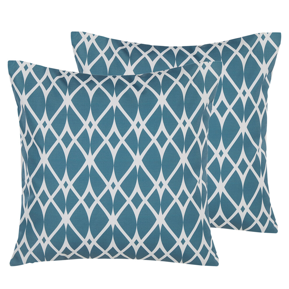Set of 2 Outdoor Cushions 45 x 45 cm Blue ANAGNI