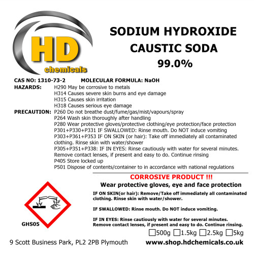 (5000g (5kg)) Caustic Soda Sodium Hydroxide Lye 99% Soap, Drains 1
