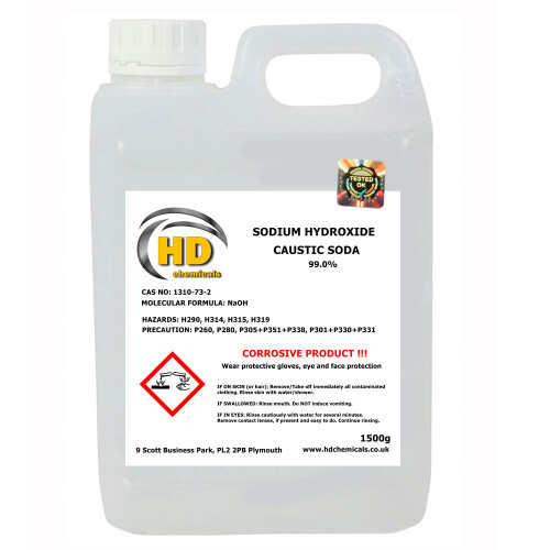 (2500g (2.5kg)) Caustic Soda Sodium Hydroxide Lye 99% Soap, Drains