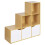 URBN Living (Beech, White) 6 Cube Step Storage Bookcase Shelf Unit Doors Wood 1
