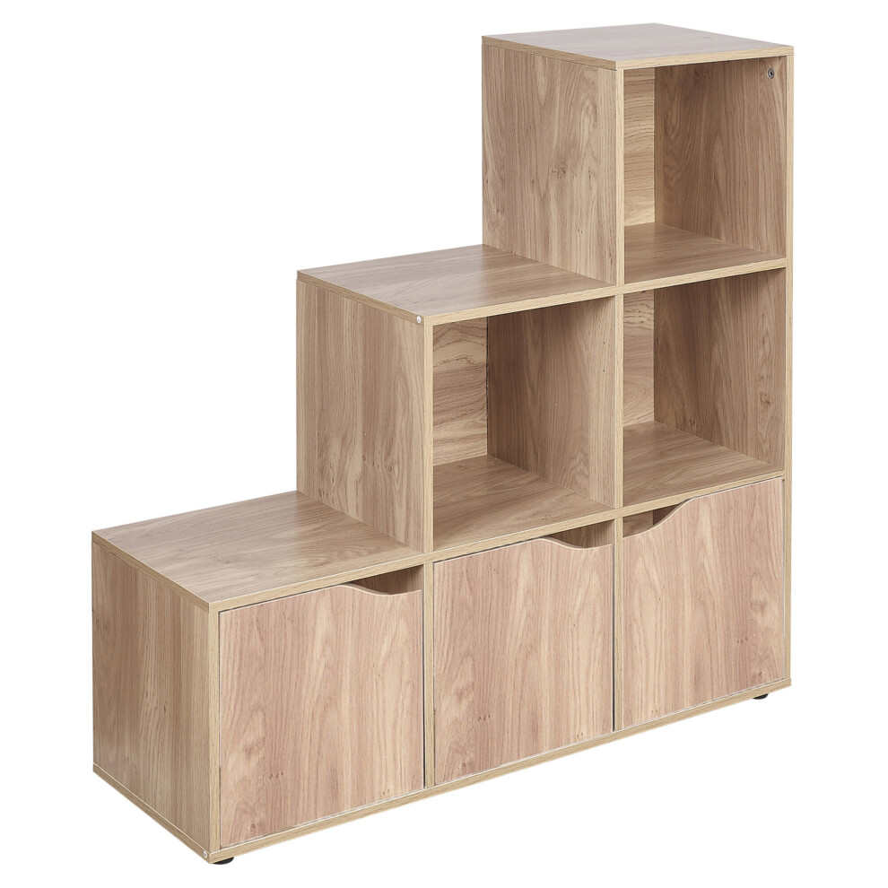 Urbn Living (Oak, Oak) 6 Cube Step Storage Bookcase Shelf Unit Doors Wood