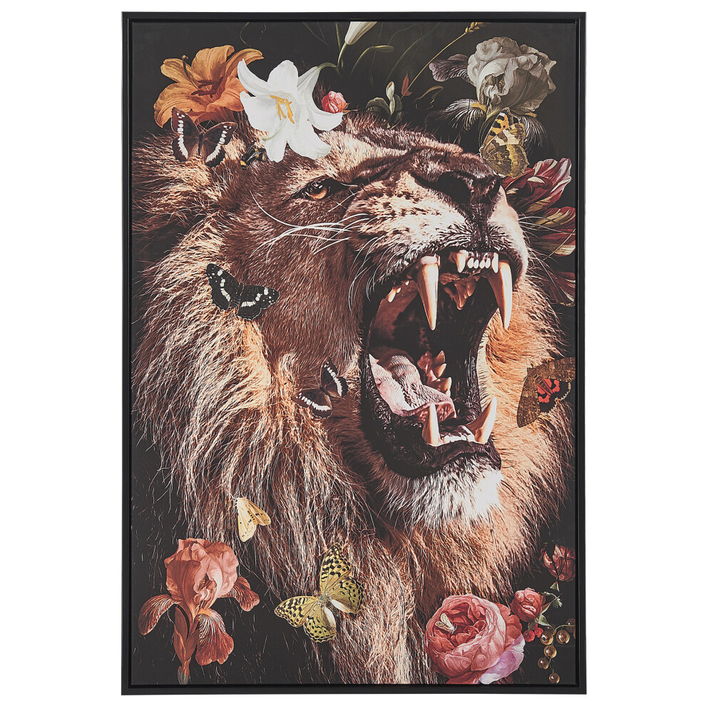 Lion Framed Canvas Wall Art 63 x 93 cm Multicolour MARRADI