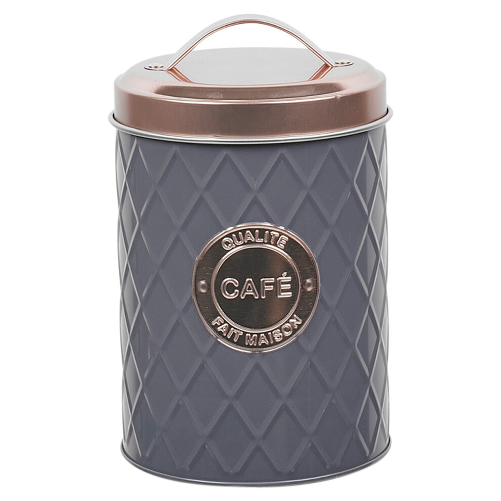(Coffee Tin) Copper Grey Metal Tin Bread Pasta Sugar Coffee