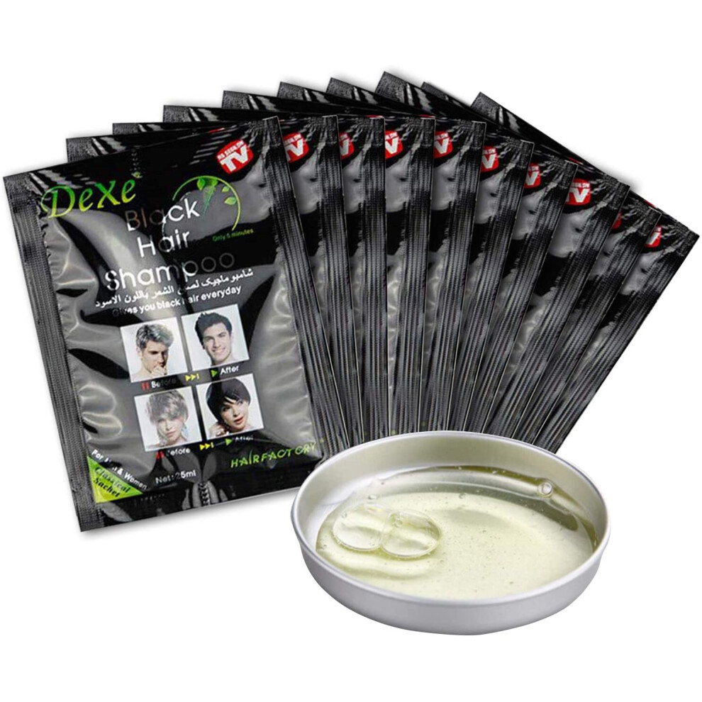 Black Unim Instant Natural Ingredients Hair Dye Shampoo Semi-Permanent Hair Color,Easy To Use,Long Lasting,Natural Ingredients(10 Pack, )