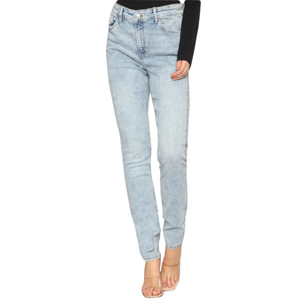True Face (32) Ladies Denim Jeans High Waisted Straight Leg Pant Blue