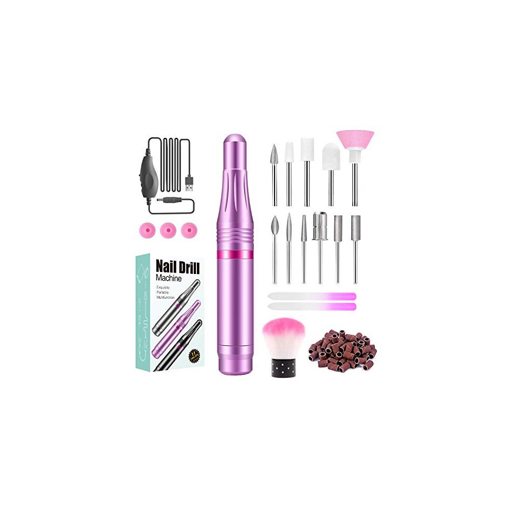 Electric Nail Files, Portable Nail Drill for Acrylic Nails Gel, Nail Files Professional 20000 RPM, 11 Drill Bits, Adjustable Speed Electric Manicure P