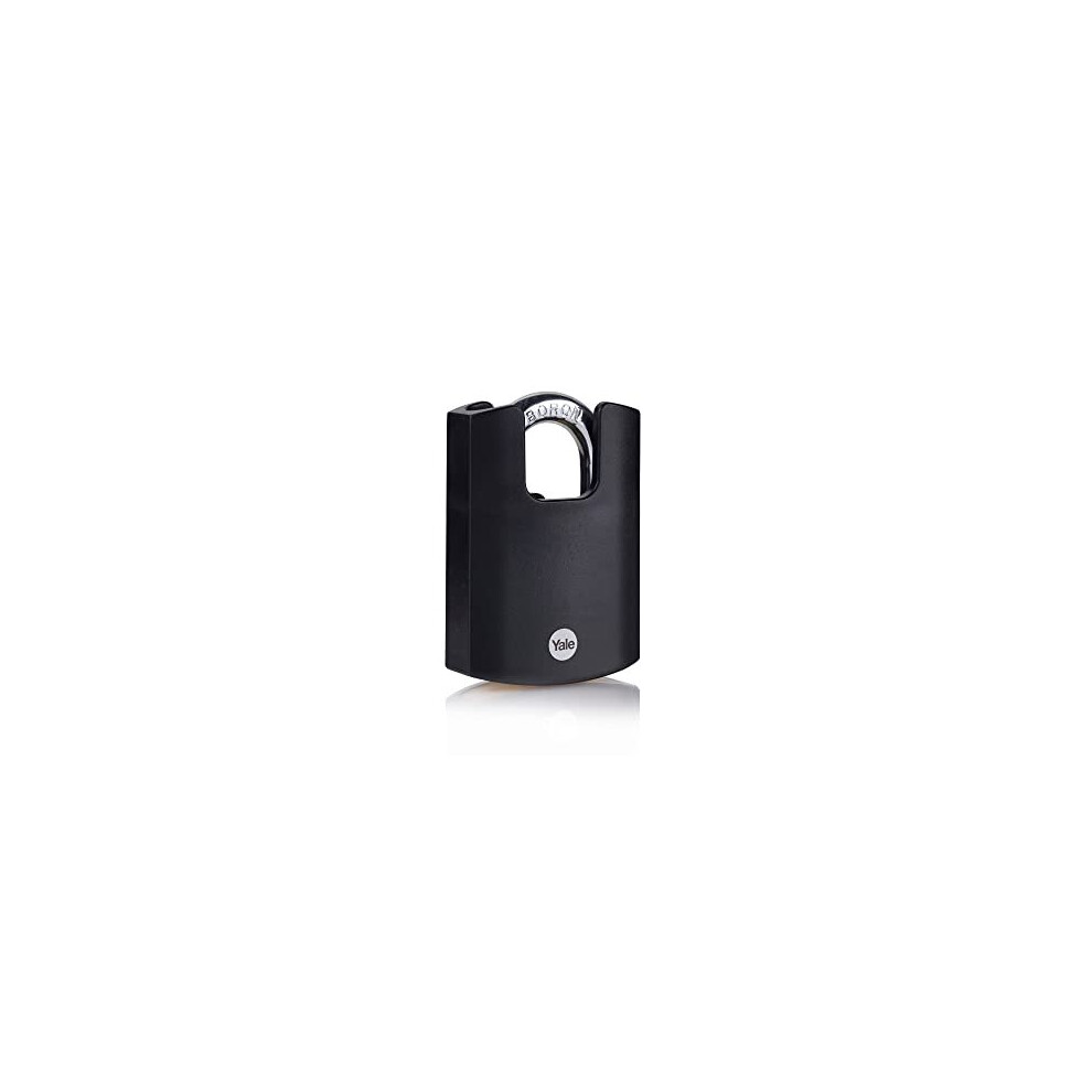 Yale Y121b/50/132/1 - Brass Closed Shackle Padlock (57 Mm) - Outdoor Weatherproof Lock For Chain, Door, Gate, Toolbox - 3 Keys - High Security Black