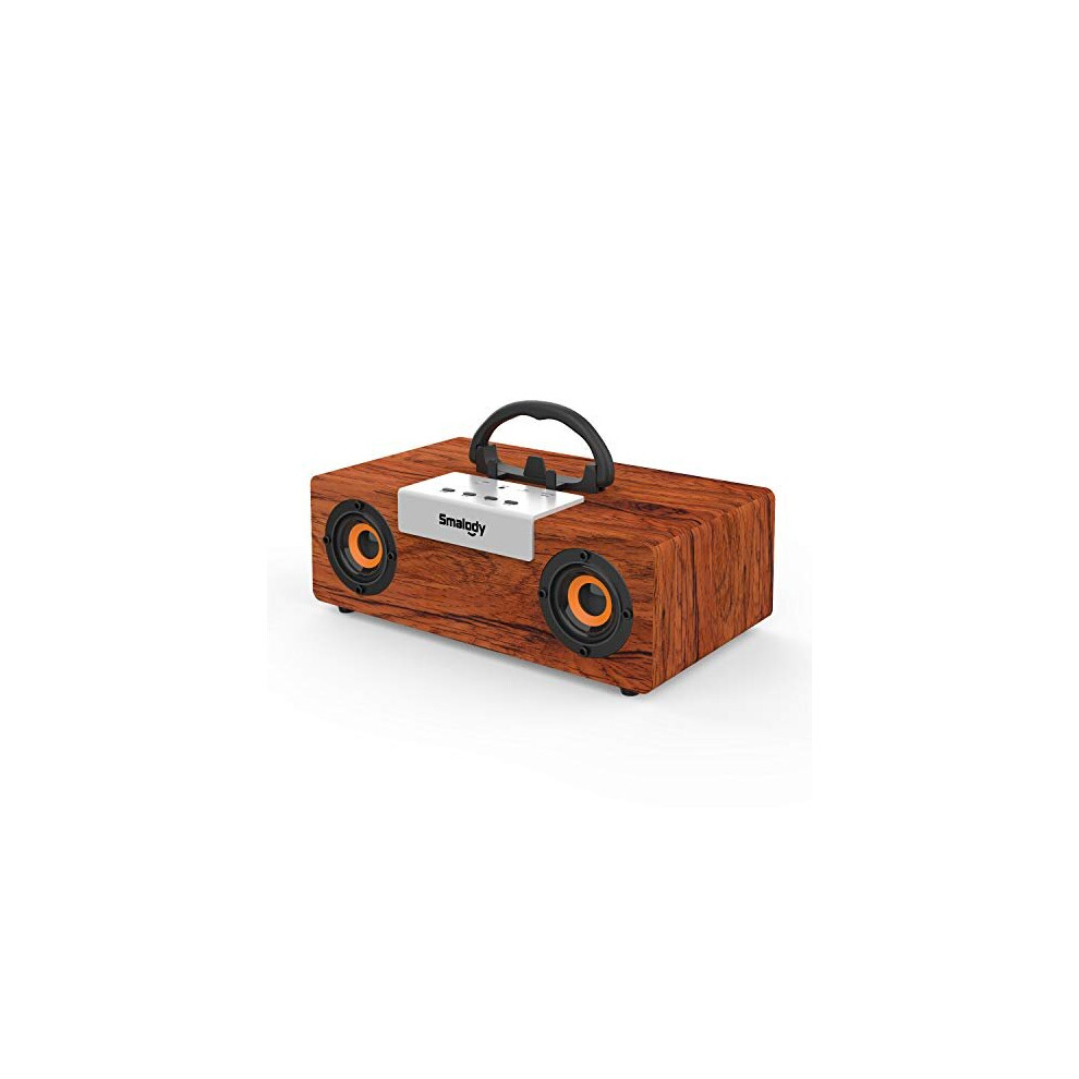 Smalody Retro Bluetooth Speaker, 50W Stereo Sound Portable Wooden Wireless Speakers, 12-Hour Playtime, Powerful Bass, Wireless Stereo Pairing, Loud Sp 705604066376