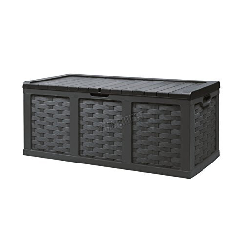 Starplast Outdoor Garden Rattan Style Plastic Storage Utility Chest ...