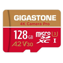 Gigastone 128GB microSD Card with SD Adapter & Mini Case - V30 A2 UHS-I, 4K UHD Recording, 100/50MB/s Read-Write, GoPro & Dashcam Compatible