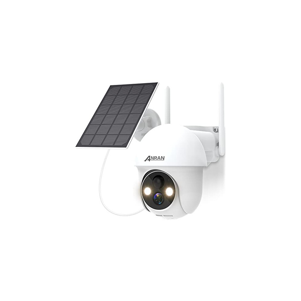 ANRAN Wireless Solar Security Camera Outdoor 360,1080P Wifi Rechargeable Battery CCTV camera home surveillance with Siren Alarm ,PIR Motion Detection