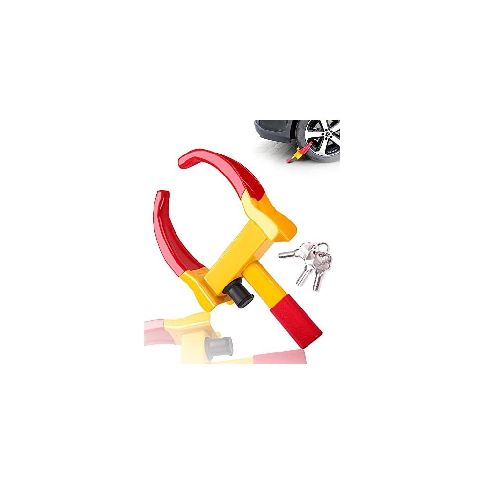 Turnart Heavy Duty Wheel Clamp Lock Cars Trailer Caravan Security Anti Theft Car Locking Van Caravan Motorhome () Yellow/Red 696629515386