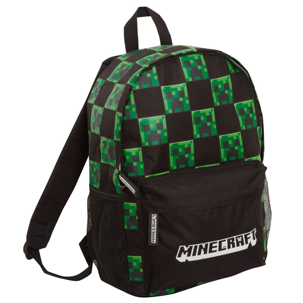 (One Size) Minecraft Backpack Adults Kids Creeper Gamer School Bag Laptop Gaming Rucksack