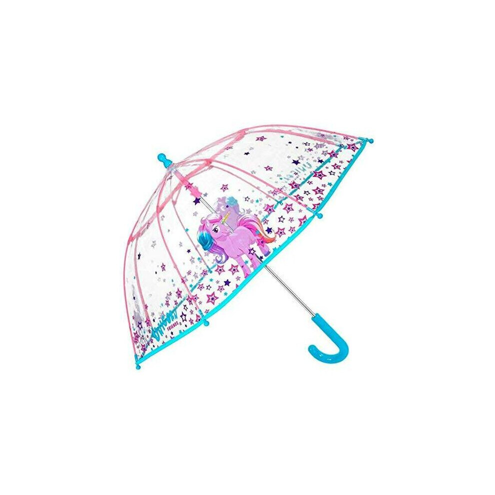 Ram Stores Unicorn Kids Umbrella - Bubble Stick Umbrella For Girls - Windproof And Resistant Dome Brolly Multicoloured