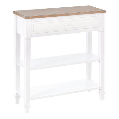 Homcom HOMCOM 80x75cm Console Table w/ Drawer 2 Shelves Worktop Handle White