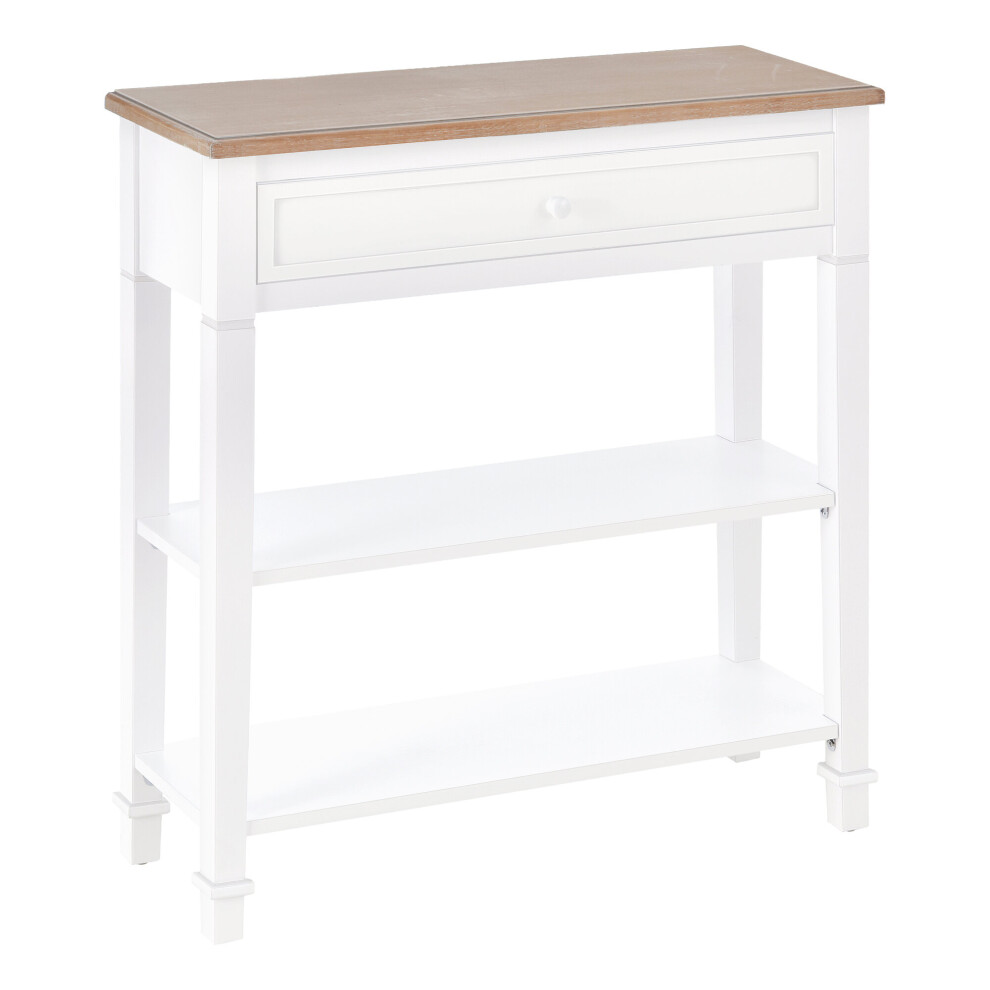 White Console Table Hallway Side Desk With Drawer 2 Shelves Worktop