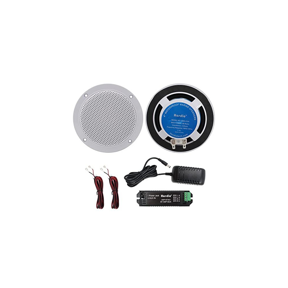 Herdio 160W 4 Inch Ceiling Bluetooth Speaker Kit Amplifier Water Resistant Ceiling Speakers For Bathroom Kitchen Home Outdoor 707870372939