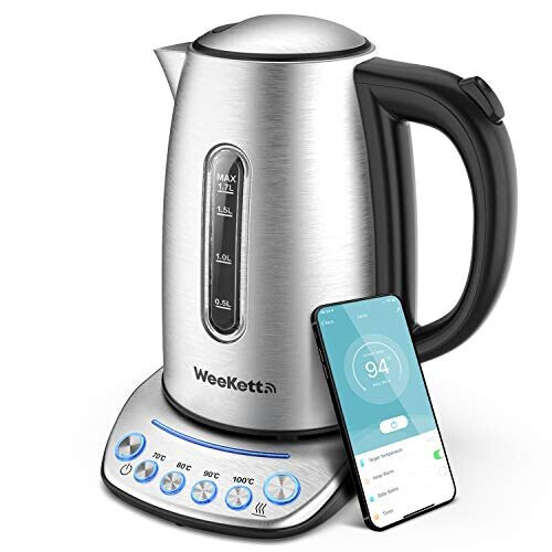 Smart Kettle by WEEKETT - App Remote Control, Compatible with Alexa, Google Home and Siri | Digital Temperature Control 2200W with Keep Warm Function,