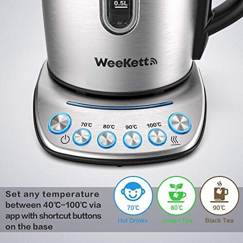 Smart Kettle by WEEKETT - App Remote Control, Compatible with Alexa, Google Home and Siri | Digital Temperature Control 2200W with Keep Warm Function, 1