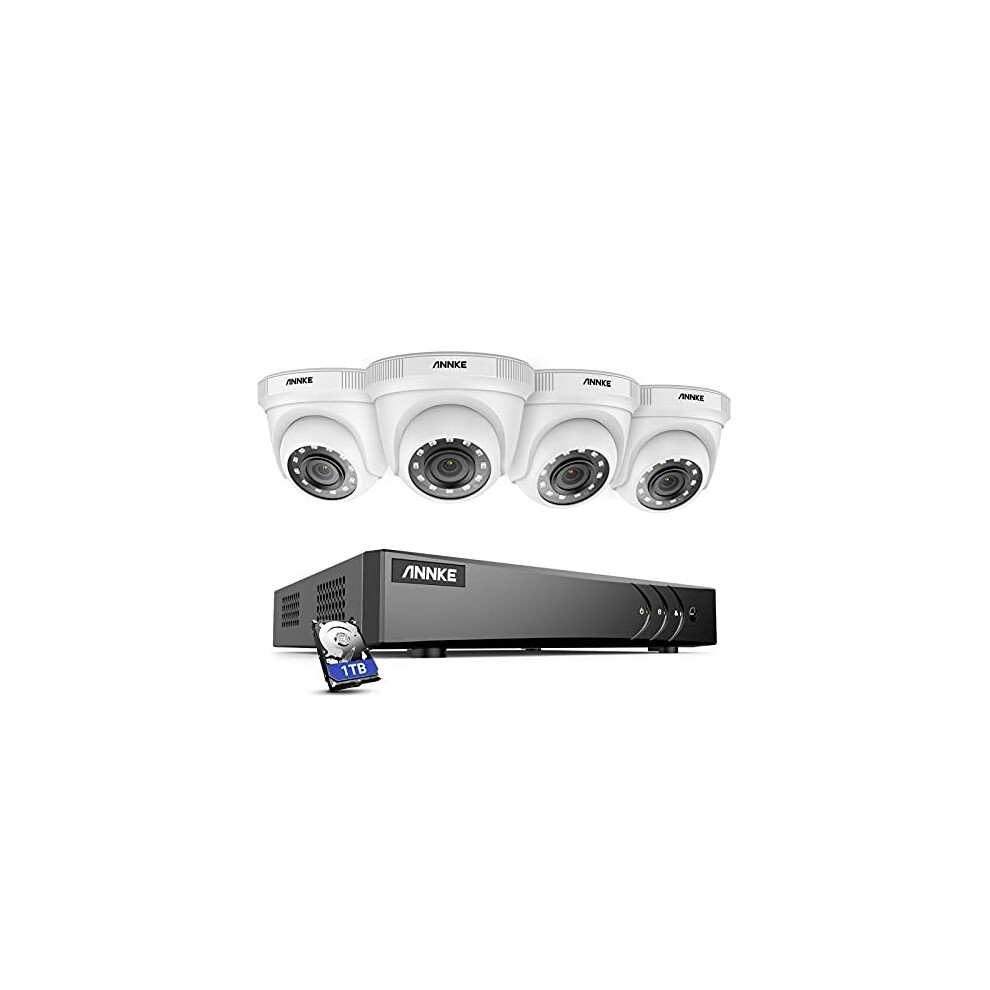 ANNKE E200 8CH 5MP Lite DVR CCTV Camera System with 1TB Hard Drive, and 4x 1080p Security Outdoor/Indoor Cameras, Superior IR LED Night Vision, Compat