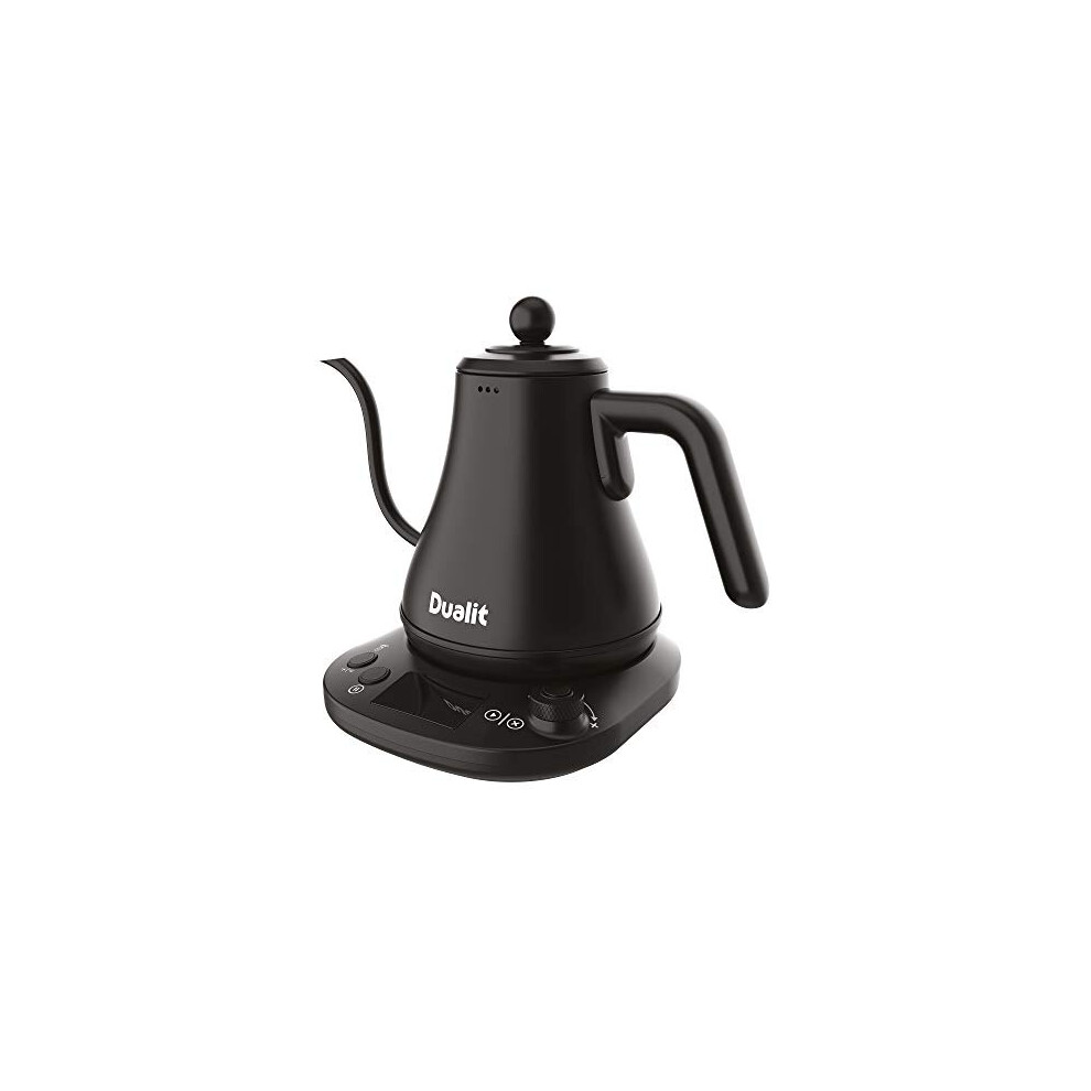 Dualit Pour Over Fast Boil Electric Kettle - Matt Black -Gooseneck Precision Spout - Digital Display Screen - Highly Energy Efficient 800Ml Capacity