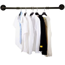 Heavy Duty Garment Bar Wall Mounted, 90cm Industrial Retro Pipe Garment Rack for Hanging Clothes, Retail Display Garment Rail Clothes Rod, Max Load 65