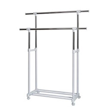 Store. It 670124 XXL Rollkleide Stand Double Clothes Rail, Metal, Plastic, white, 90 x 44 x 95 cm