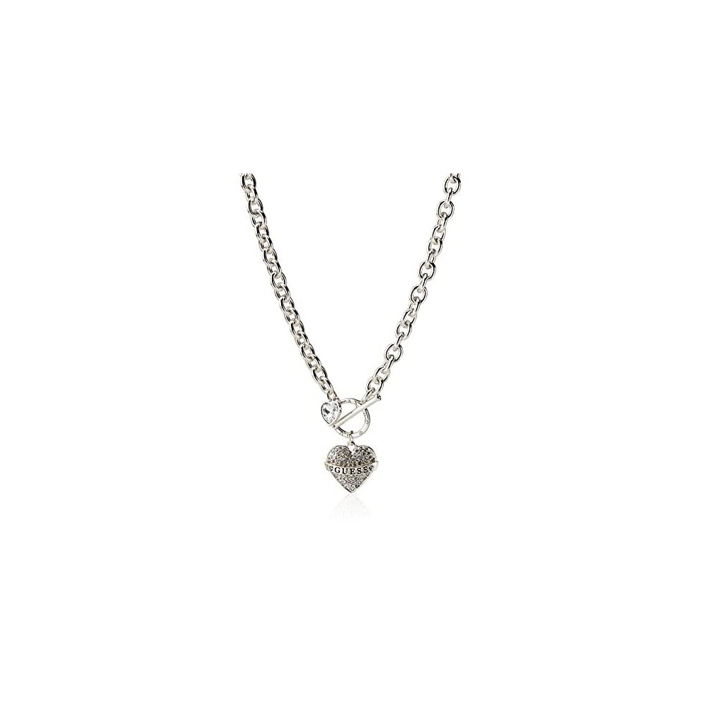 GUESS Women's Toggle Logo Charm Necklace, Silver, One Size