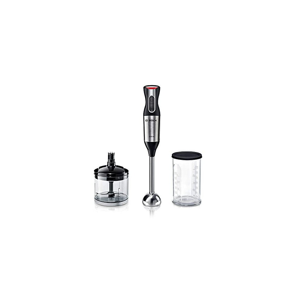 Bosch MS6CM6120 ErgoMixx Hand Blender Set, (Strong Performance, Stainless Steel Mixing Base, Mixing Cup with Lid, 12 Speeds, 1,000 Watt, Black