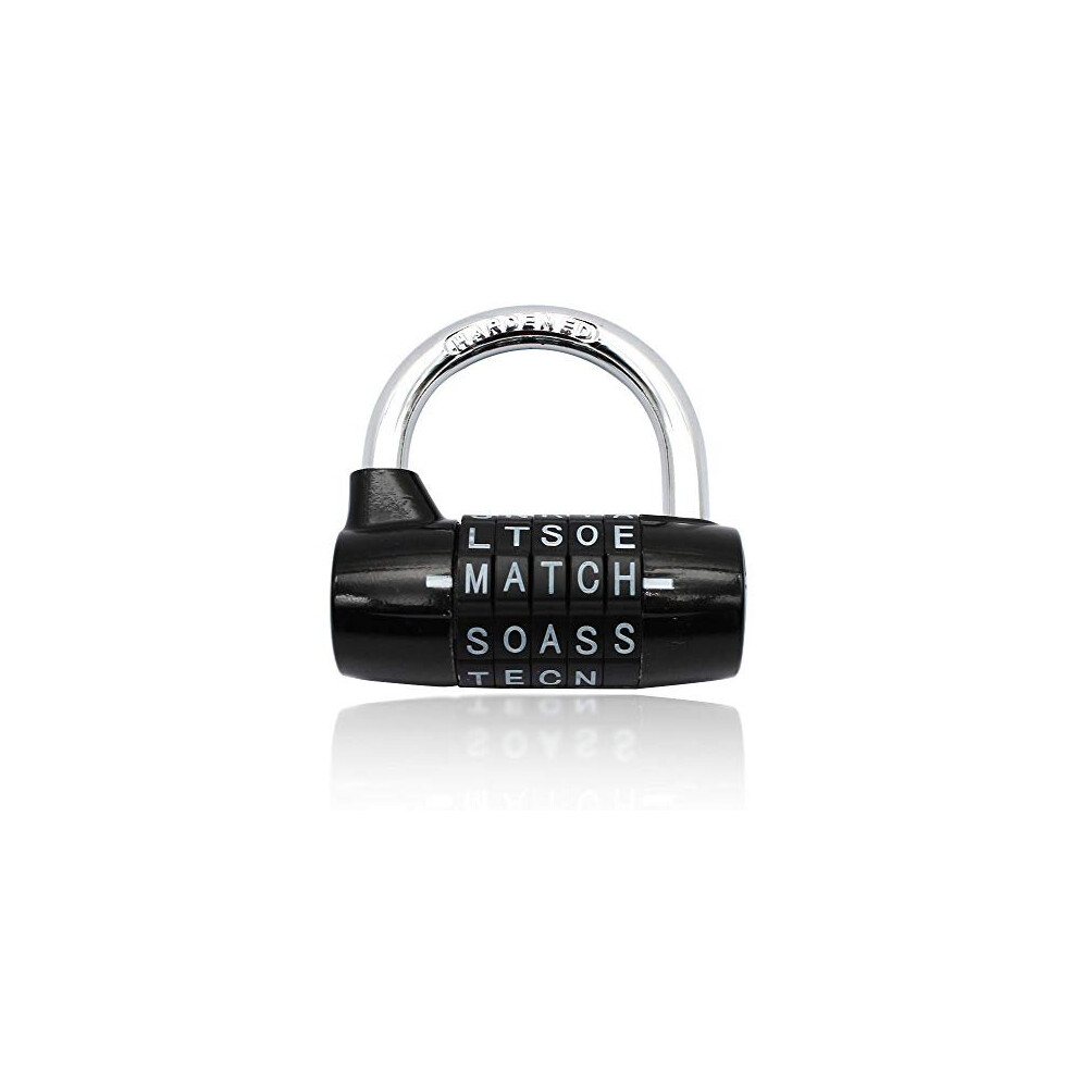 Padlock 5 Letters Combination Password Sturdy Security Padlock Dial Locker Black 735314957015