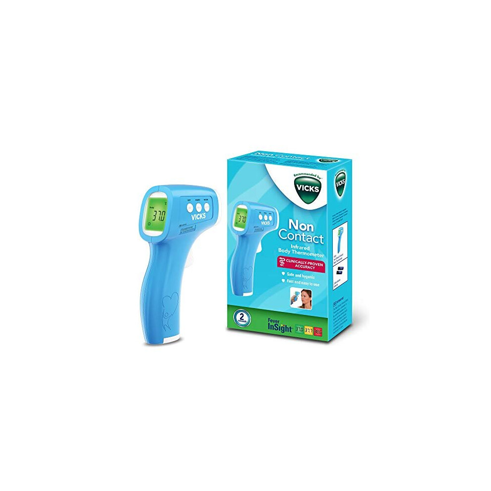 Vicks HTD8813EE Non-Contact Infrared Forehead Thermometer - Clinically Accurate, 2-Second Readings, 50-Record Memory, Fever Insight Color Codes