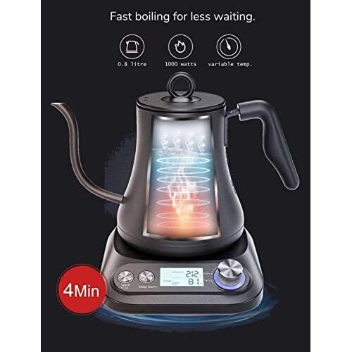 JBK Variable Temperature Control Pour Over Gooseneck Electric Kettle for Specialty Coffee and