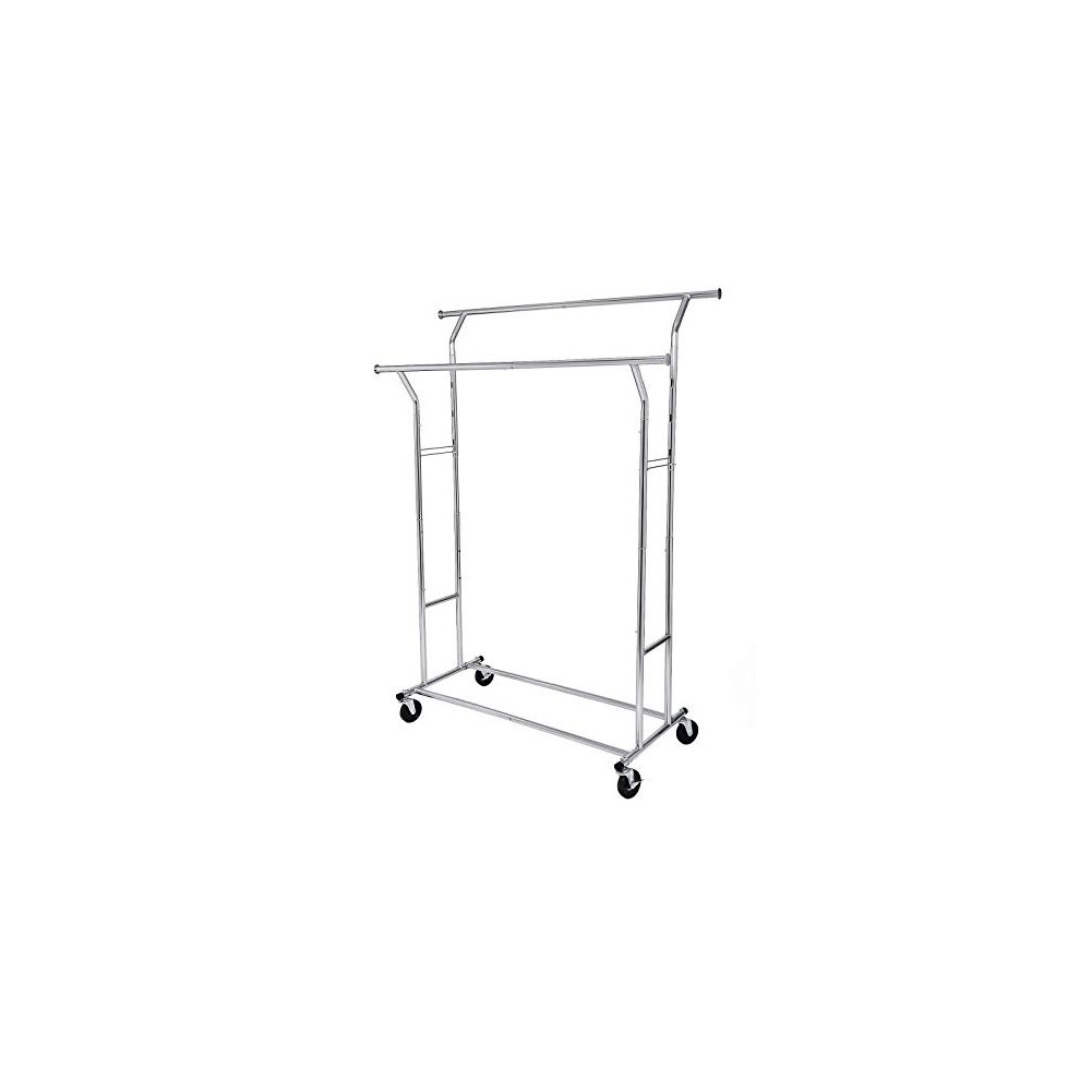 SONGMICS HSR12S Heavy Duty Metal Coat Rack Stand 110kg Heavy Duty Clothes Rack on Wheels Length 129-169 cm Chrome