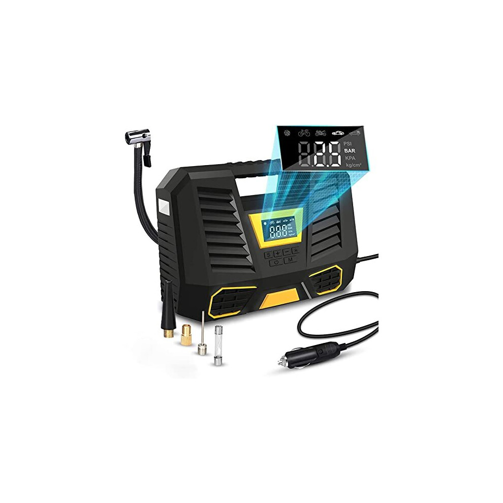 Monnnn Tyre Inflator Air Compressor Car Tyre Pump Portable Dc 12V 150 Psi Air Pump, Tire Inflator Pump, 5 Modes Quick Inflation For Car Tyre, Bicycle, 700414819921