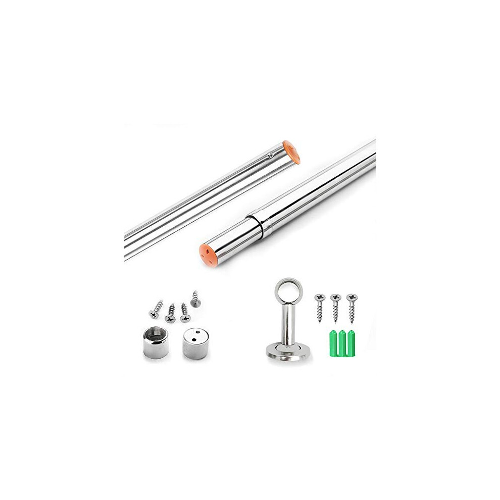 sinzau 33.5-59 inches Closet Rod, Retractable Clothes Rail, with Pipe Bracket and End Sockets
