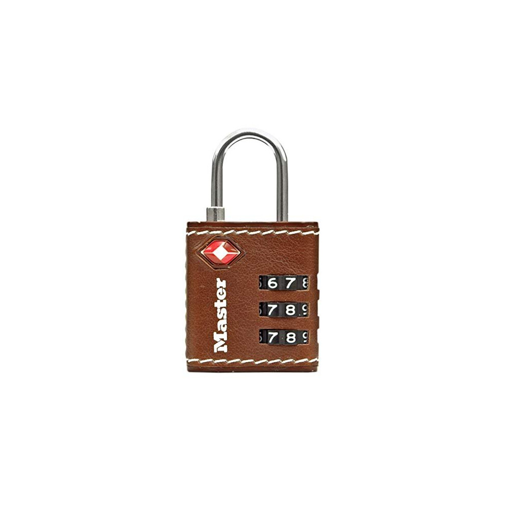 Master Lock 4692EURDBRN Combination Travel Padlock TSA Certified, Brown Leather, 5,5 x 3 x 2,6 cm