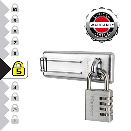 Master Lock Master Lock 7640704EURD Pack Including Door Hasp and Combination Padlock 1
