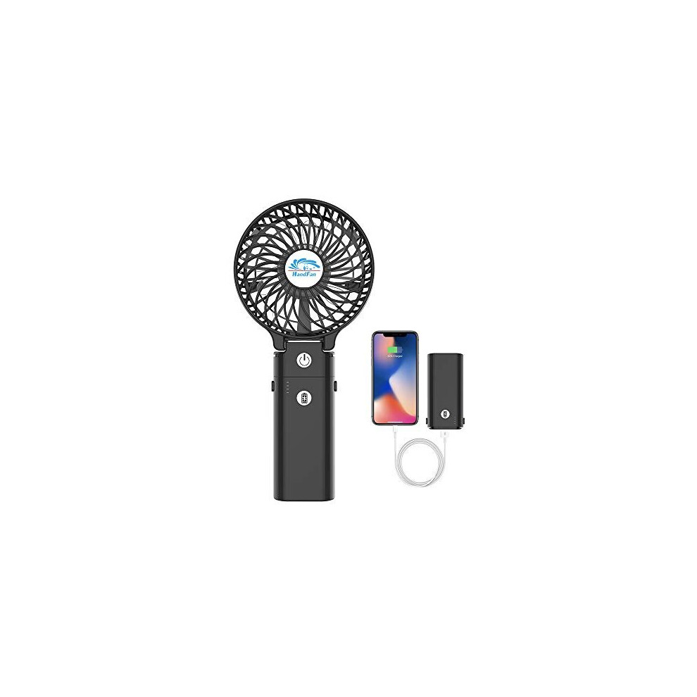Handfan Portable Fan Rechargeable Battery Operated Fan With 5200Mah Power Bank Foldable Desktop Fan Usb Mini Electric Personal Fan For Office Home Out 688209609783
