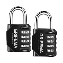 GRIFEMA GA1001 Combination Padlock, 4 Digit Coded Zinc Alloy Heavy Duty Locker Lock 2 Pack Weatherproof Padlock for School & Gym Locker,Fence, Garage,