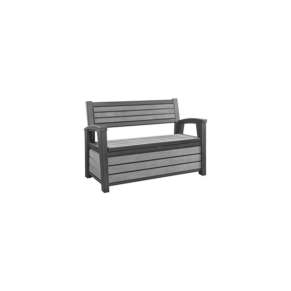 Keter Hudson 60 Gallon Plastic Resin Weather Resistant Outdoor Backyard Patio Storage Bench Deck Box, Grey