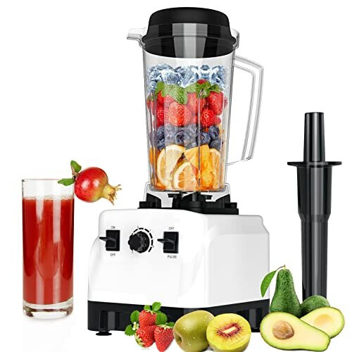 Blender Smoothie Maker - 1500W Blender Mixer with 10 Speed Control, 2L BPA-Free Professional Food Blender, 6 Stainless Steel Blade Jug Blenders with P