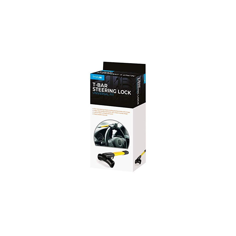 Simply T-Bar Steering Wheel Lock, Adjustable Hook, Heavy Duty, Universal Fit 5037409109527