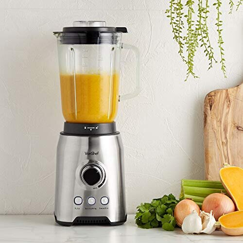 VonShef Blender, Juicer & Grinder with Glass Jug with Powerful Variable Speeds & Pulse Function